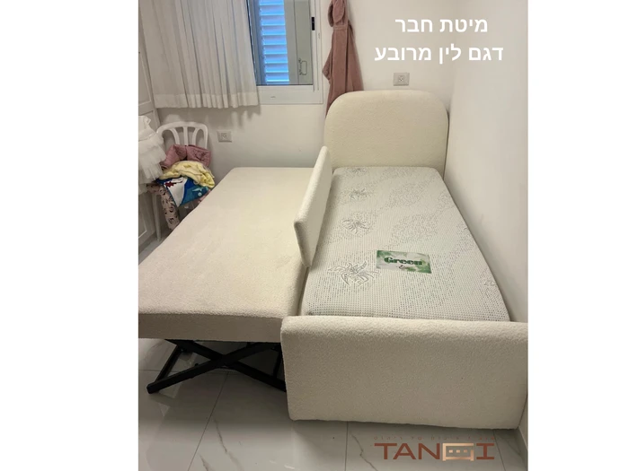 דגם לין מרובע + מיטת חבר על קל כולל מזרונים