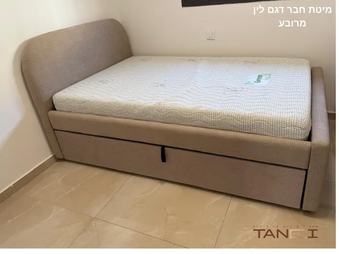 מיטת חבר דגם לין מרובע כולל מזרונים